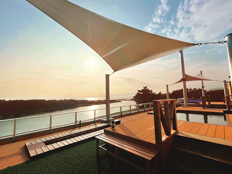 鹿児島 テントサウナ 吹上浜フィールドホテル 東シナ海 屋上